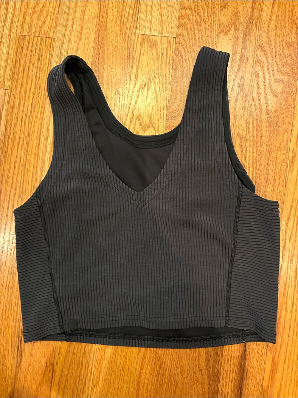 lululemon athletica Black Ribbed V-Neck Crop Top